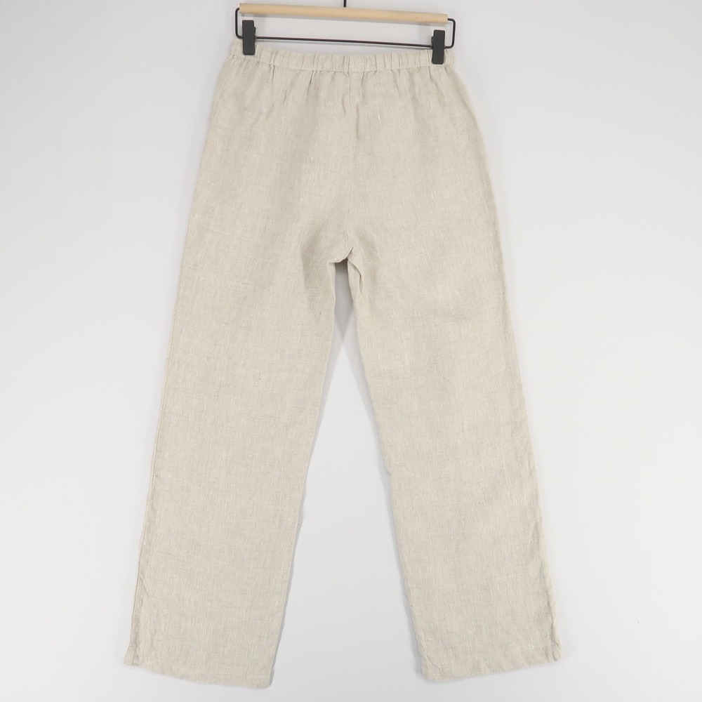 Reformation Olina Pants Womens XS Oatmeal Beige Solid Linen Wide Leg Drawstring - Picture 2 of 11
